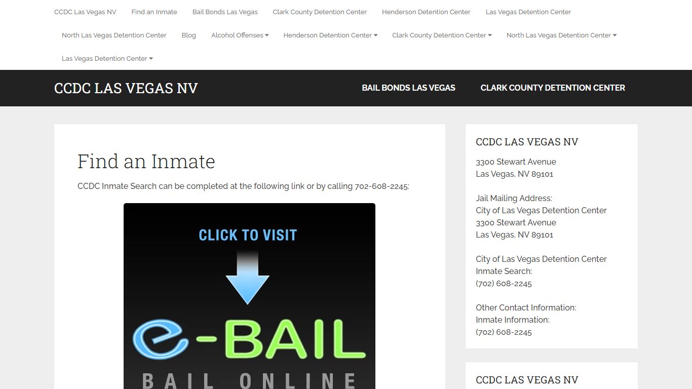 Find an Inmate - CCDC Las Vegas NV